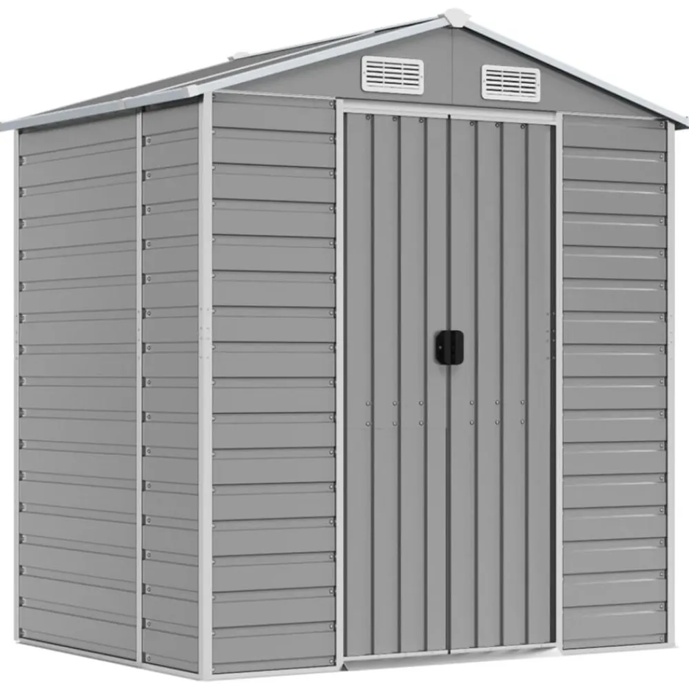 vidaXL Cobertizo de jardín acero galvanizado 191x130x198 cm Gris claro New