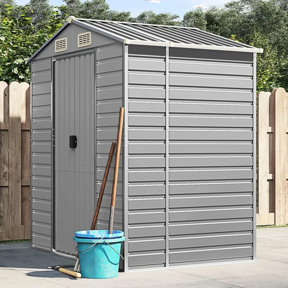 vidaXL Cobertizo de jardín acero galvanizado 191x130x198 cm Gris claro New
