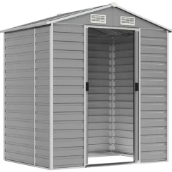 vidaXL Cobertizo de jardín acero galvanizado 191x130x198 cm Gris claro New