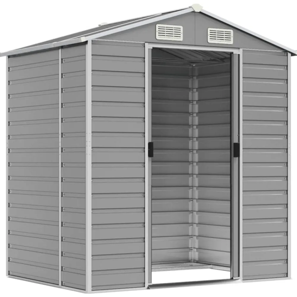 vidaXL Cobertizo de jardín acero galvanizado 191x130x198 cm Gris claro New