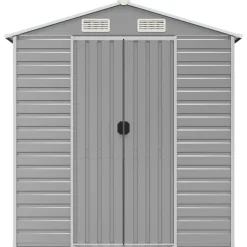 vidaXL Cobertizo de jardín acero galvanizado 191x130x198 cm Gris claro New