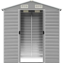 vidaXL Cobertizo de jardín acero galvanizado 191x130x198 cm Gris claro New