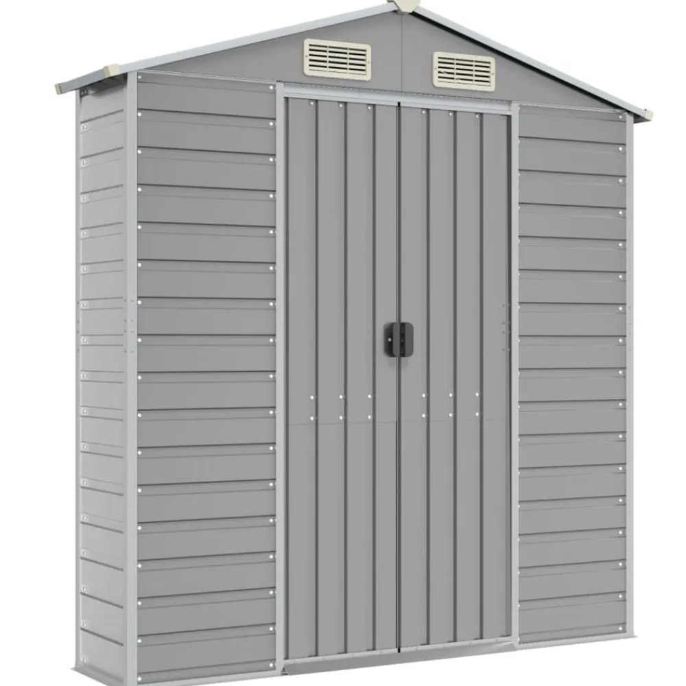 vidaXL Cobertizo de jardín acero galvanizado 191x130x198 cm Gris claro New