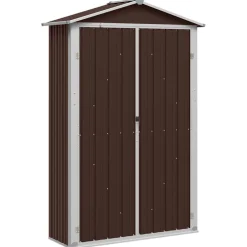 vidaXL Cobertizo de jardín acero galvanizado marrón 116x45x175 cm Marrón Sale