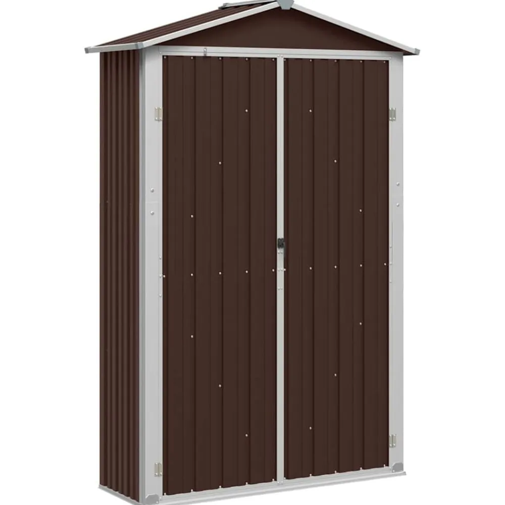 vidaXL Cobertizo de jardín acero galvanizado marrón 116x45x175 cm Marrón Sale