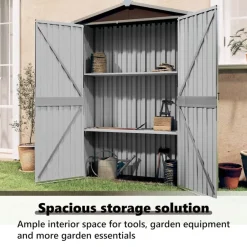 vidaXL Cobertizo de jardín acero galvanizado marrón 116x45x175 cm Marrón Sale