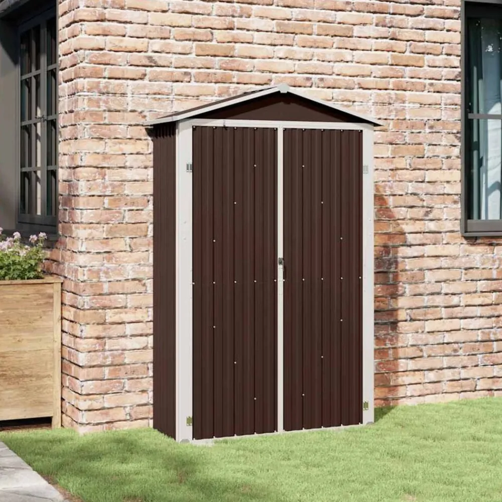 vidaXL Cobertizo de jardín acero galvanizado marrón 116x45x175 cm Marrón Sale