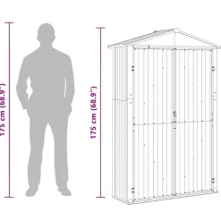 vidaXL Cobertizo de jardín acero galvanizado marrón 116x45x175 cm Marrón Sale