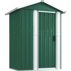 vidaXL Cobertizo de jardín acero galvanizado 126x97,5x177 cm Verde New
