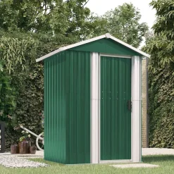 vidaXL Cobertizo de jardín acero galvanizado 126x97,5x177 cm Verde New
