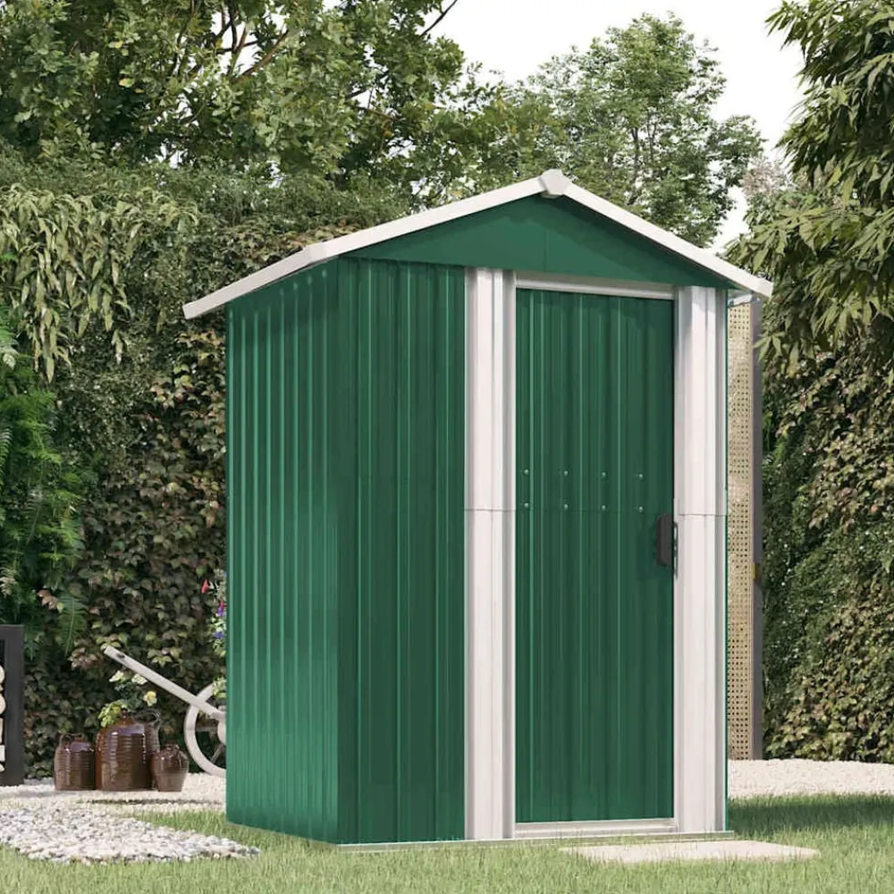 vidaXL Cobertizo de jardín acero galvanizado 126x97,5x177 cm Verde New