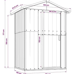 vidaXL Cobertizo de jardín acero galvanizado 126x97,5x177 cm Verde New