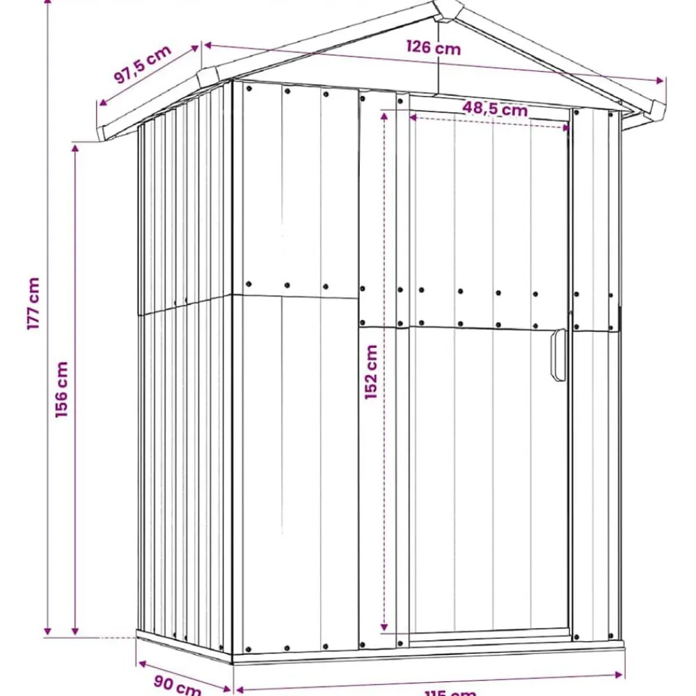 vidaXL Cobertizo de jardín acero galvanizado 126x97,5x177 cm Verde New