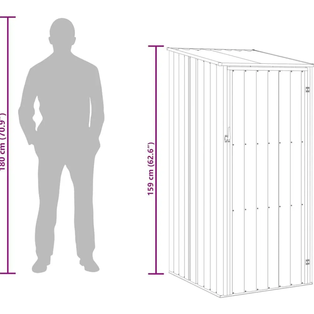 vidaXL Cobertizo de jardín acero galvanizado 87x98x159 cm Gris Outlet