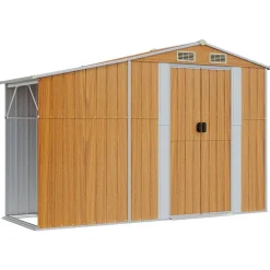 vidaXL Cobertizo de jardín acero galvanizado marrón 277x93x179 cm Marrón claro Hot