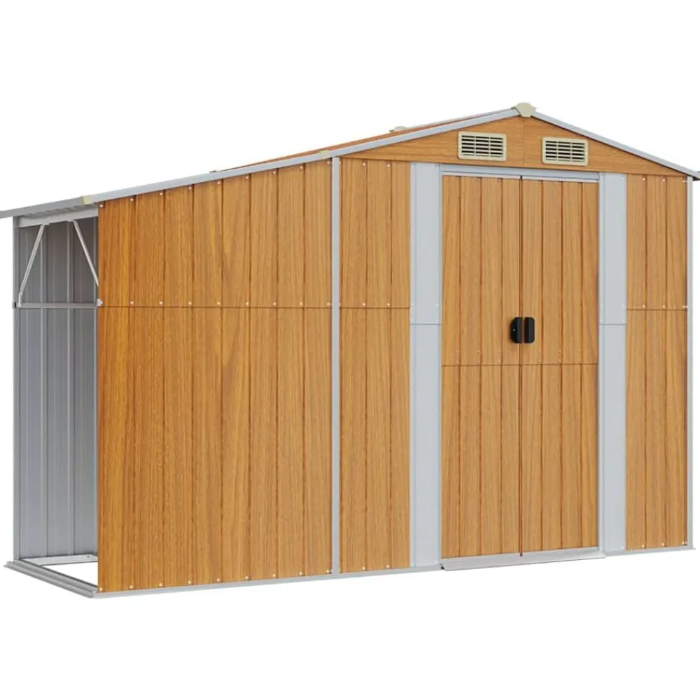 vidaXL Cobertizo de jardín acero galvanizado marrón 277x93x179 cm Marrón claro Hot