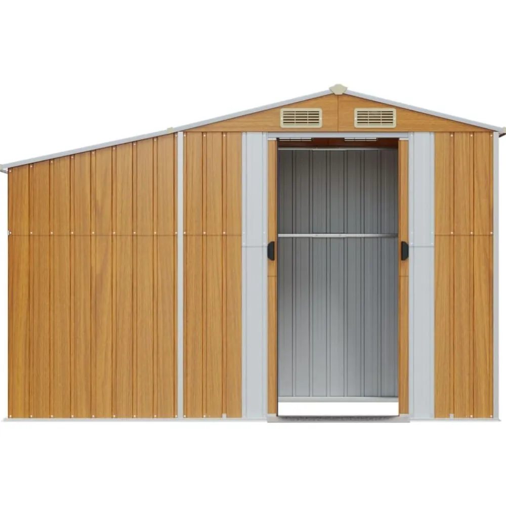 vidaXL Cobertizo de jardín acero galvanizado marrón 277x93x179 cm Marrón claro Hot
