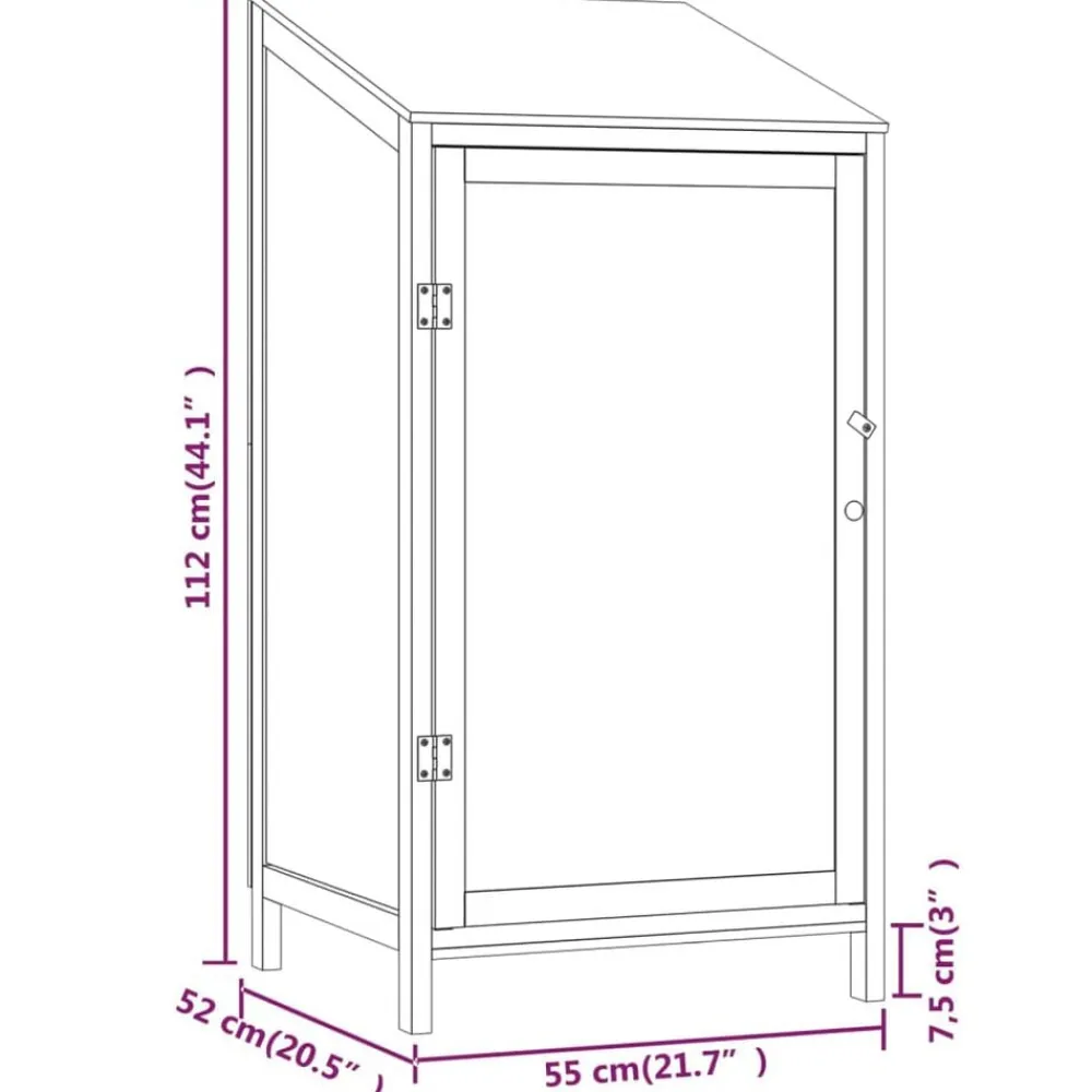 vidaXL Jardín-Cobertizo de jardín madera de abeto maciza marrón 55x52x112 cm