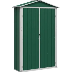 vidaXL Cobertizo de jardín acero galvanizado 116x45x175cm Verde Outlet