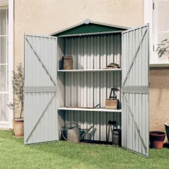 vidaXL Cobertizo de jardín acero galvanizado 116x45x175cm Verde Outlet