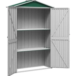 vidaXL Cobertizo de jardín acero galvanizado 116x45x175cm Verde Outlet