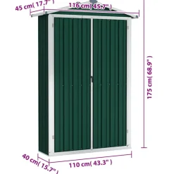 vidaXL Cobertizo de jardín acero galvanizado 116x45x175cm Verde Outlet