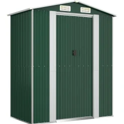 vidaXL Cobertizo de jardín acero galvanizado 192x108x223 cm Verde Outlet