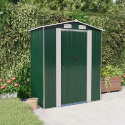 vidaXL Cobertizo de jardín acero galvanizado 192x108x223 cm Verde Outlet