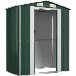 vidaXL Cobertizo de jardín acero galvanizado 192x108x223 cm Verde Outlet