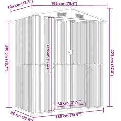vidaXL Cobertizo de jardín acero galvanizado 192x108x223 cm Verde Outlet