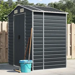 vidaXL Cobertizo de jardín acero galvanizado 191x130x198 cm Antracita New