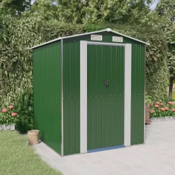 vidaXL Jardín-Cobertizo de jardín acero galvanizado verde 192x191x223 cm
