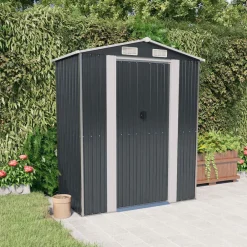vidaXL Cobertizo de jardín acero galvanizado 192x108x223 cm Antracita Outlet