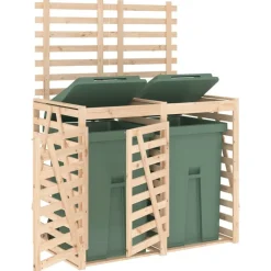 vidaXL Cobertizo doble para cubos de basura madera maciza de pino Pino natural