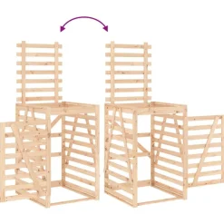 vidaXL Cobertizo doble para cubos de basura madera maciza de pino Pino natural