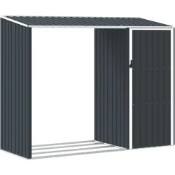 vidaXL Jardín-Cobertizo jardín leña acero galvanizado 245x98x159cm