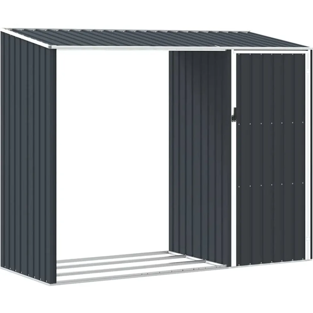 vidaXL Jardín-Cobertizo jardín leña acero galvanizado 245x98x159cm