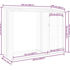 vidaXL Jardín-Cobertizo jardín leña acero galvanizado 245x98x159cm