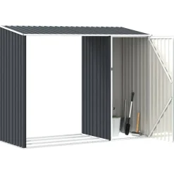 vidaXL Jardín-Cobertizo jardín leña acero galvanizado 245x98x159cm