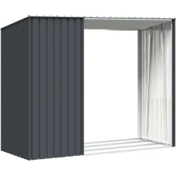 vidaXL Jardín-Cobertizo jardín leña acero galvanizado 245x98x159cm