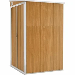 vidaXL Cobertizo jardín pared acero galvanizado marrón 118x100x178 cm Marrón Outlet