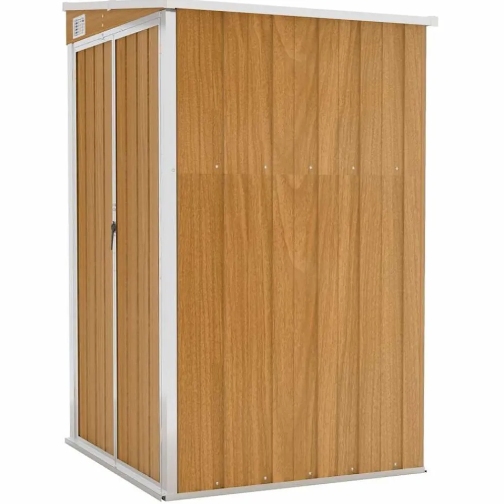 vidaXL Cobertizo jardín pared acero galvanizado marrón 118x100x178 cm Marrón Outlet