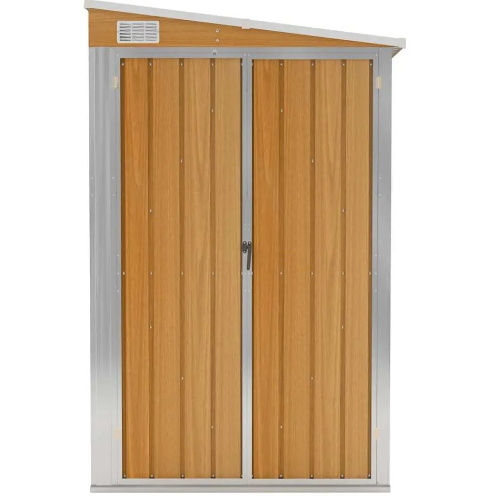 vidaXL Cobertizo jardín pared acero galvanizado marrón 118x100x178 cm Marrón Outlet