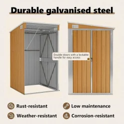 vidaXL Cobertizo jardín pared acero galvanizado marrón 118x100x178 cm Marrón Outlet