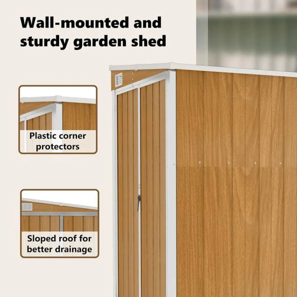 vidaXL Cobertizo jardín pared acero galvanizado marrón 118x100x178 cm Marrón Outlet