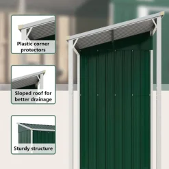vidaXL Cobertizo jardín tejado alargado acero 277x107x181 cm Verde Best