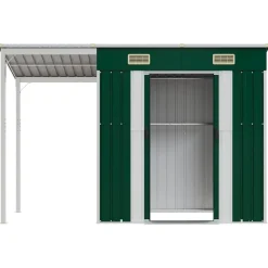 vidaXL Cobertizo jardín tejado alargado acero 277x107x181 cm Verde Best