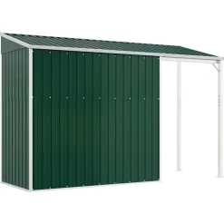vidaXL Cobertizo jardín tejado alargado acero 277x107x181 cm Verde Best
