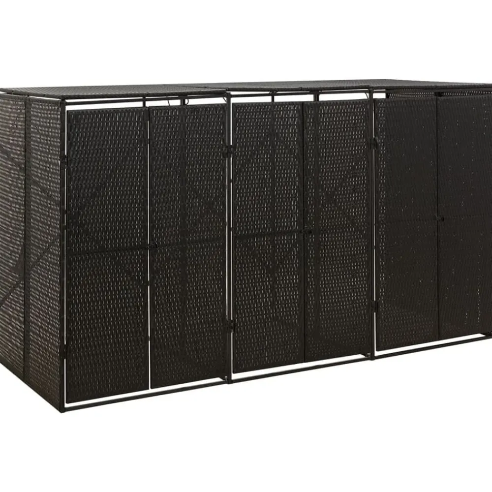 vidaXL Productos Del Hogar-Cobertizo para 3 contenedores de basura ratán PE 207x80x117 cm