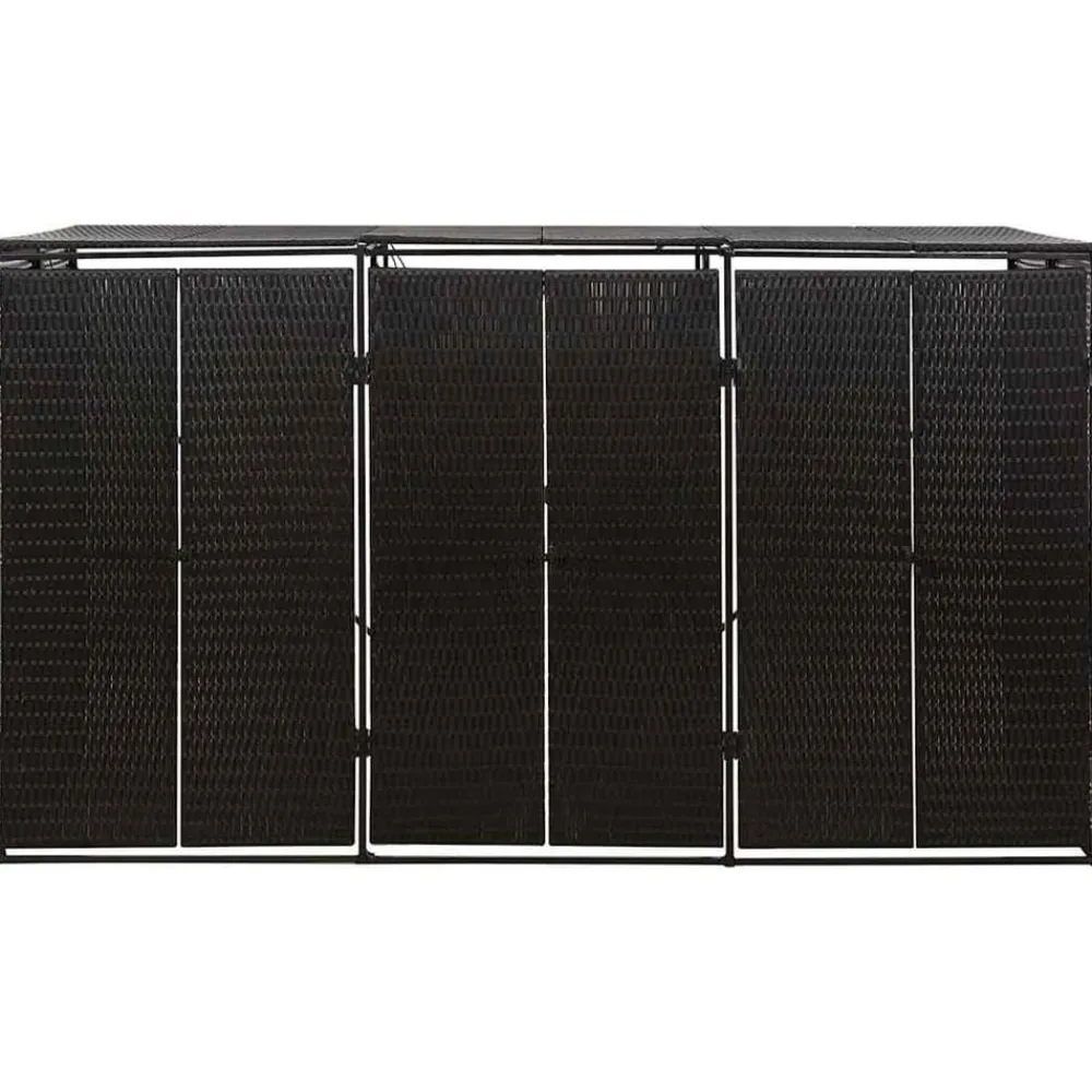 vidaXL Productos Del Hogar-Cobertizo para 3 contenedores de basura ratán PE 207x80x117 cm